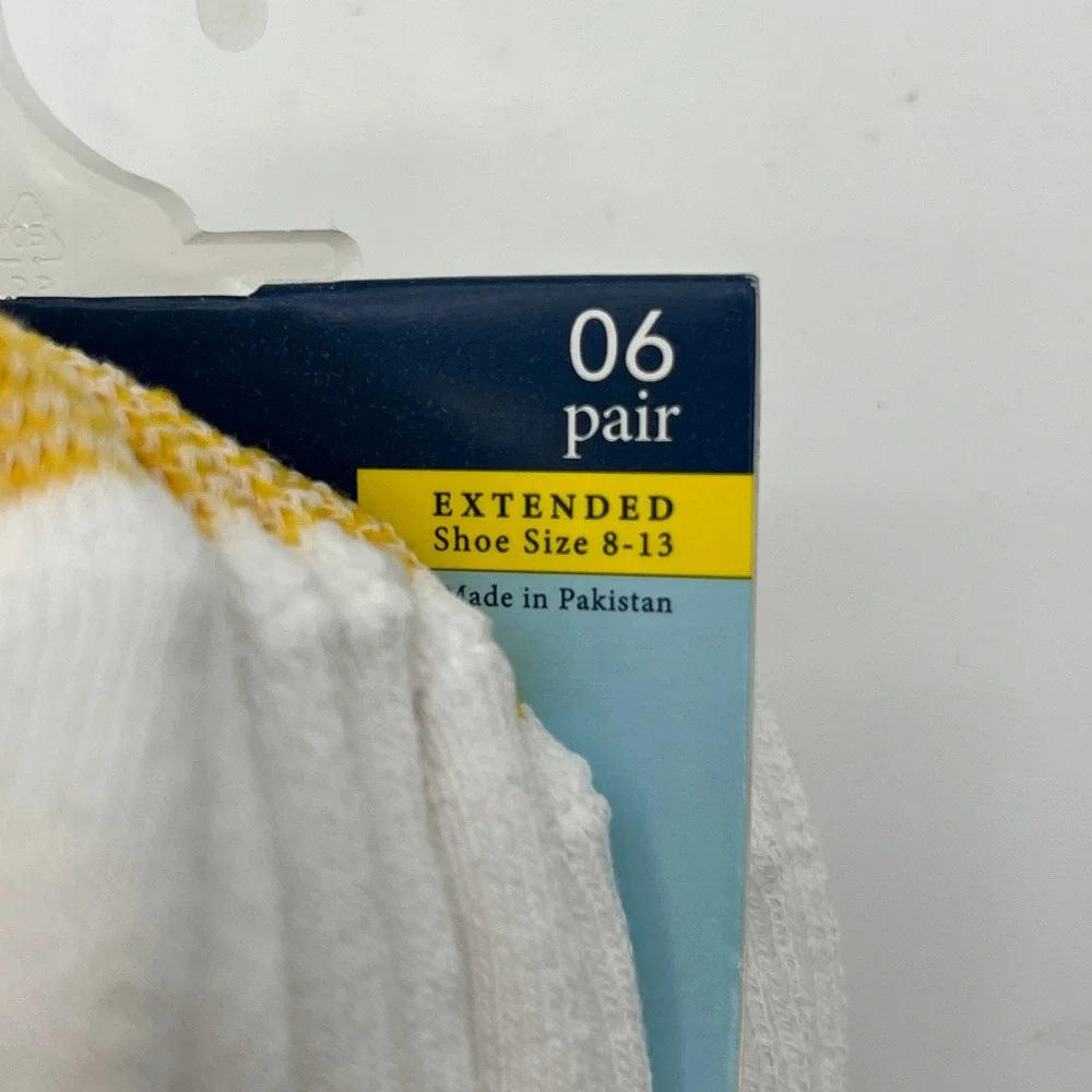Goldtoe Sport Socks Mens 8-13 White Cushion Liner Plus 6 Pair No Show 4383RF